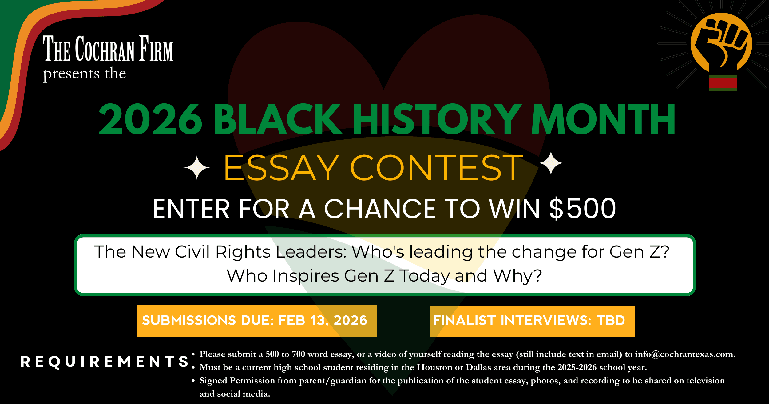 2026 Black History Month Essay Contest. Enter for a chance to win $500.